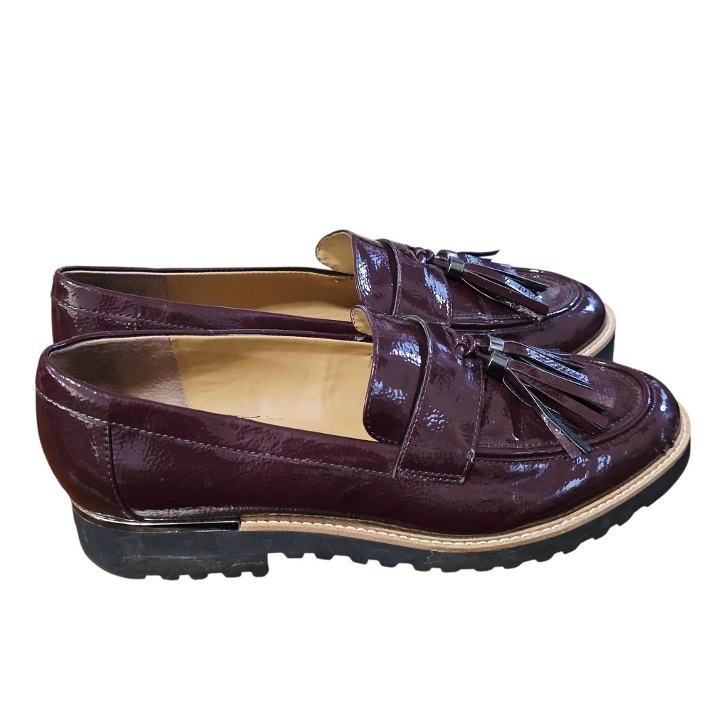 FRANCO SARTO Burgundy Patent Loafers Preppy Academia Classic Chic 9M office core